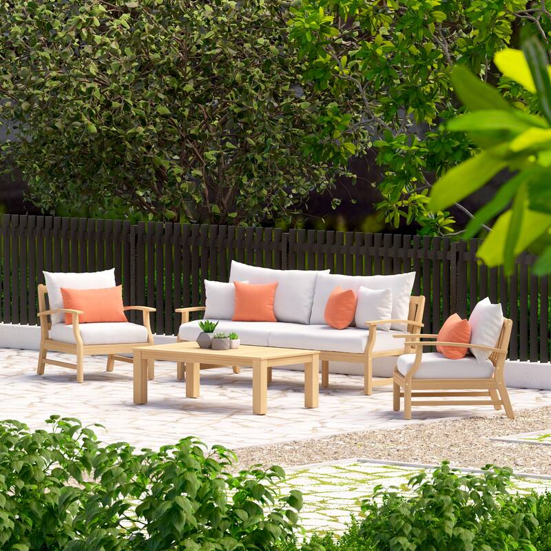 Kooper 4 Piece Sunbrella Outdoor Patio Sofa & Club Chair Set