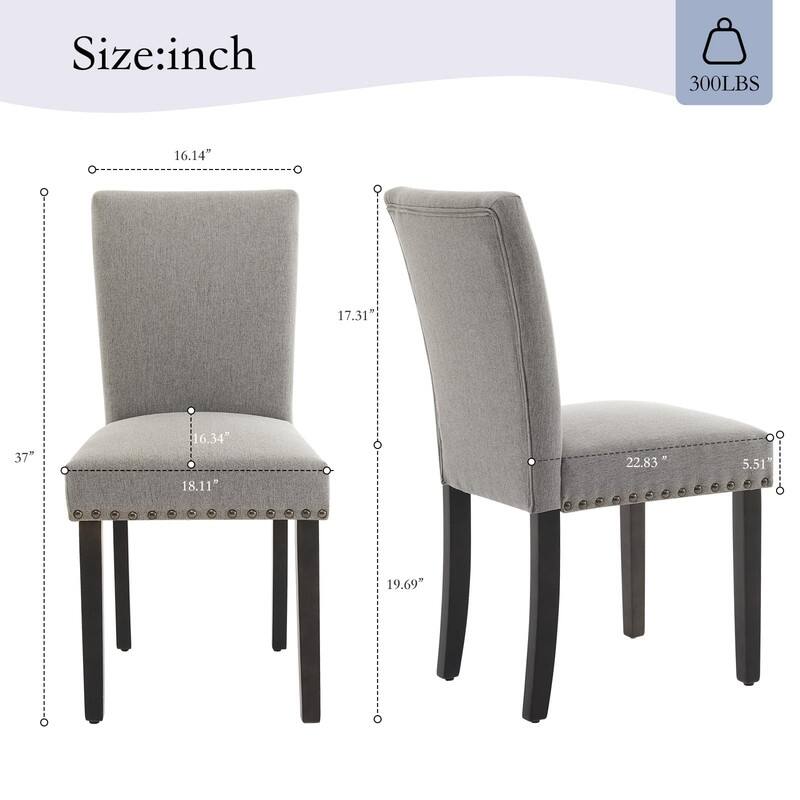 Dining Chairs Set of 2 Upholstered Fabric Kitchen Chairs with Nailhead Trim（Option）