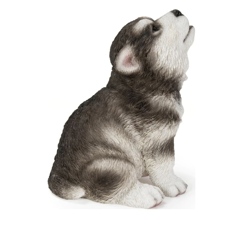 6.5" howling alaskan malamute puppy outdoor garden statue