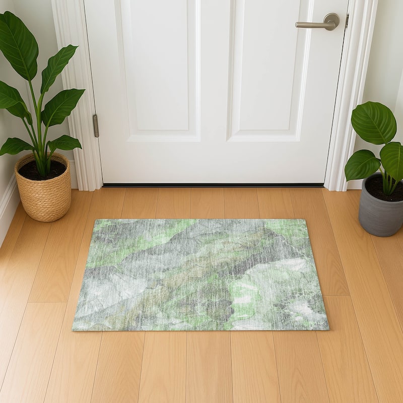 Premium Washable Super Soft Abstract Mayfield Rug - Green - 1'8" x 2'6"