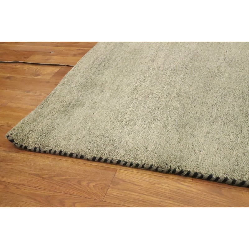 Hand Knotted Oriental 100% Wool Carpet Modern Stripe Greys & Charcoal Gabbeh Area Rug - 7' 8'' X 5' 8''
