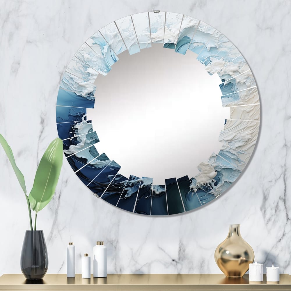 Designart "Coastal Waves Rhythmic Coastal II" Nautical & Beach Modern Wall Mirror