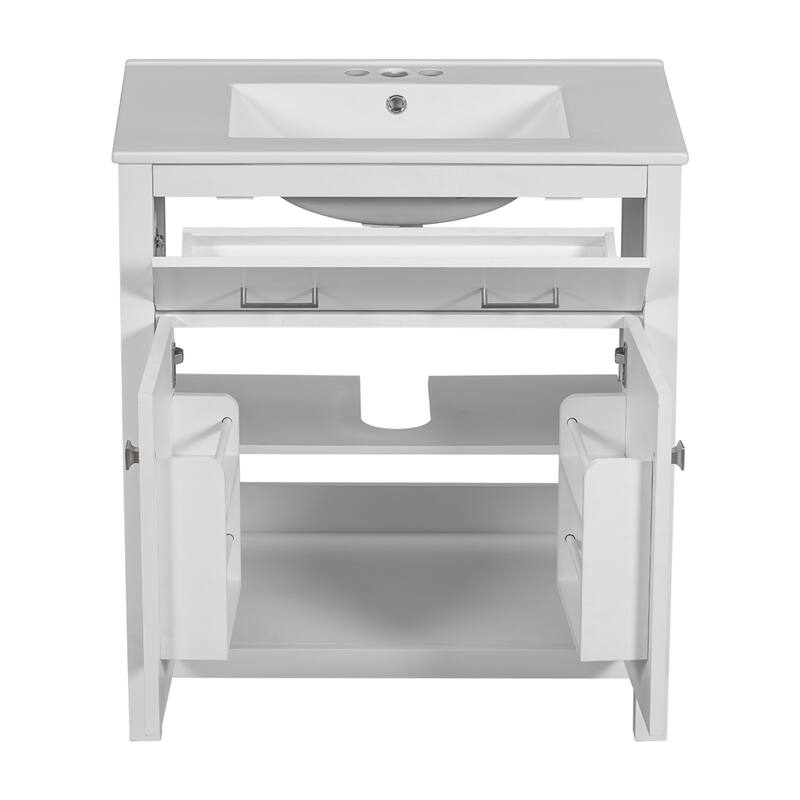 30-inch Bathroom Vanity with Ceramic Sink, 2 Doors, Soft Close Doors
