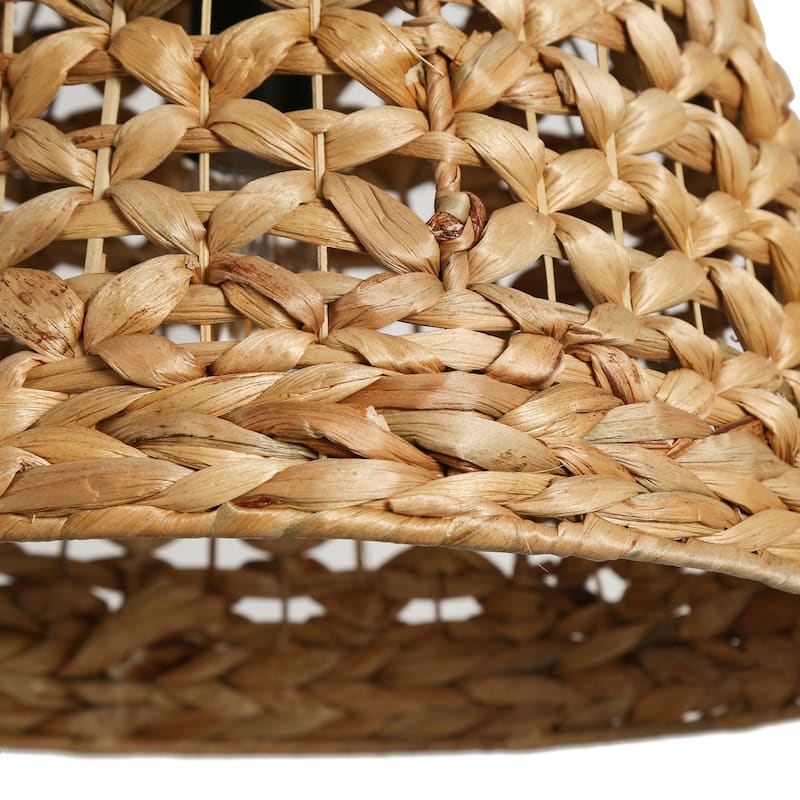 Ravy 1-Light Rattan Dome Pendant Light Handwoven Kitchen Island Lights - D 15" x H 12.2"