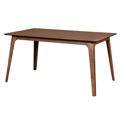 Wooden Table with Angled Block Legs and Natural Grain Texture, Brown