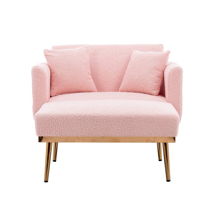 Pink Chaise Lounge Chair /Accent Chair with Ottoman
