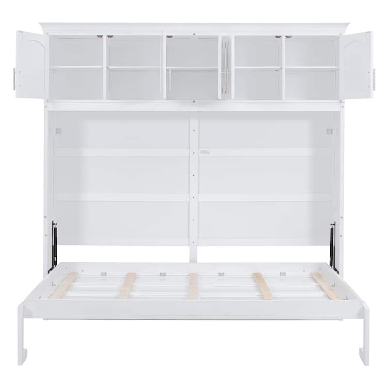Storage Murphy Bed with Top Cabinets, Flip Horizontal