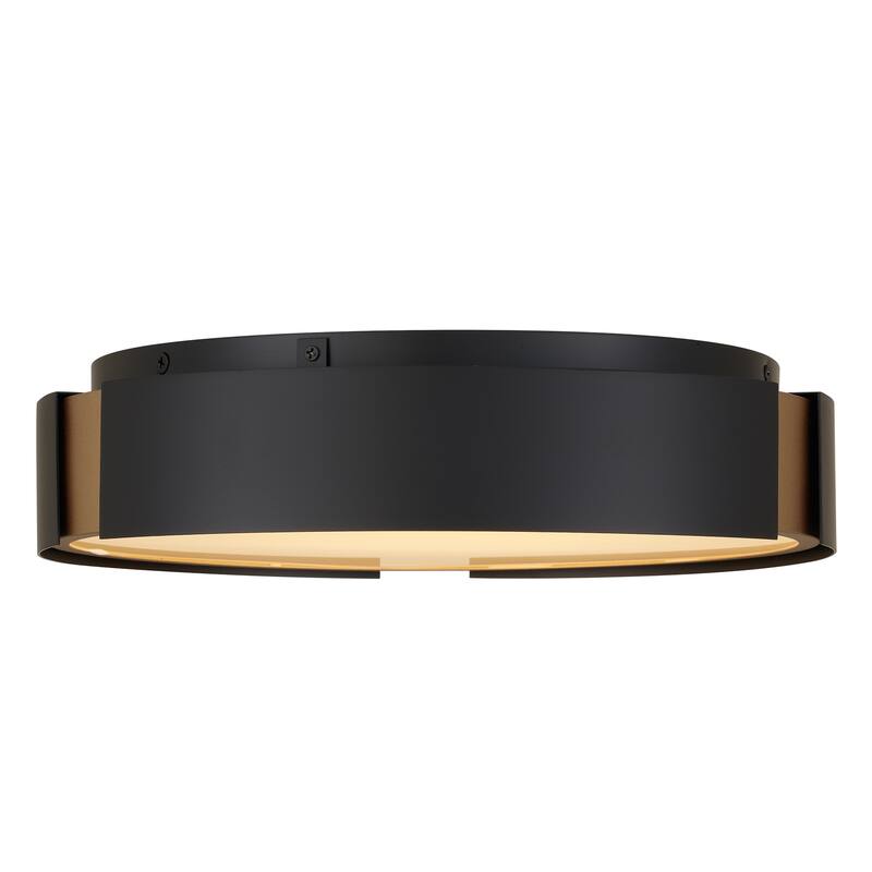 13-in Matte Black with Brass Accent LED Flush Mount