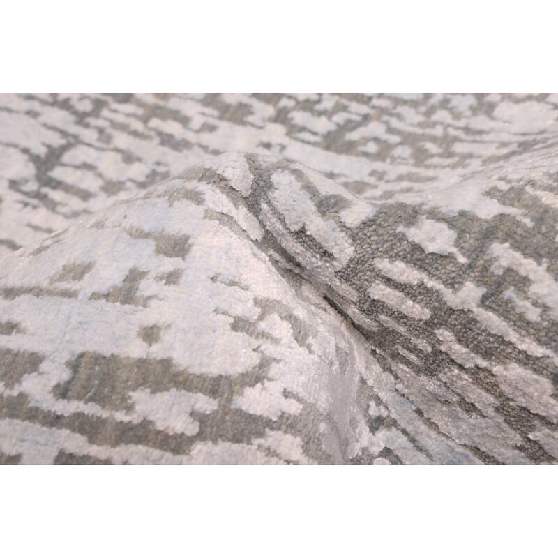 ECARPETGALLERY Hand-knotted Legacy Light Blue Silk, Wool Rug - 2'6 x 12'0