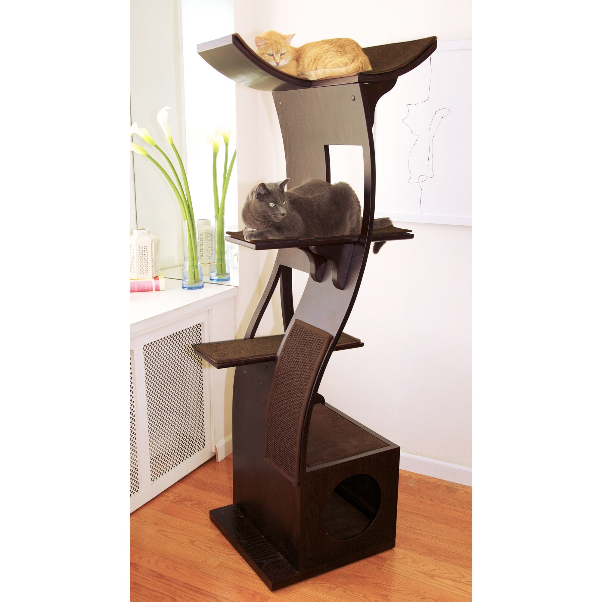 refined feline cat tree