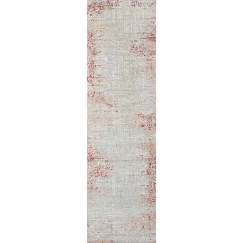 ECARPETGALLERY Machine Woven Amber Transitional Area Rug - Red - 2'2 x 7'7 - Runner