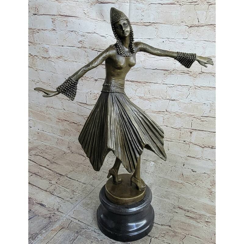 Bruno Zach Clic Captive Dancer Bronze Sculpture Art Nouveau Marble Base Gift