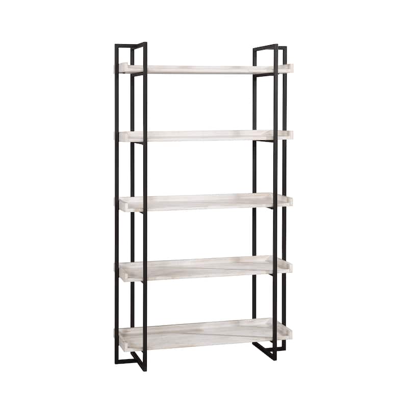 Atos Industrial 5-Tier Metal Open Back Bookshelf by Furniture of America - Antique White