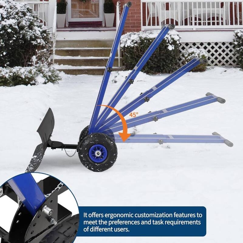 29.13x14 in Heavy Duty Rolling Snow Pusher Shovel for Driveway, Doorway, Sidewalk