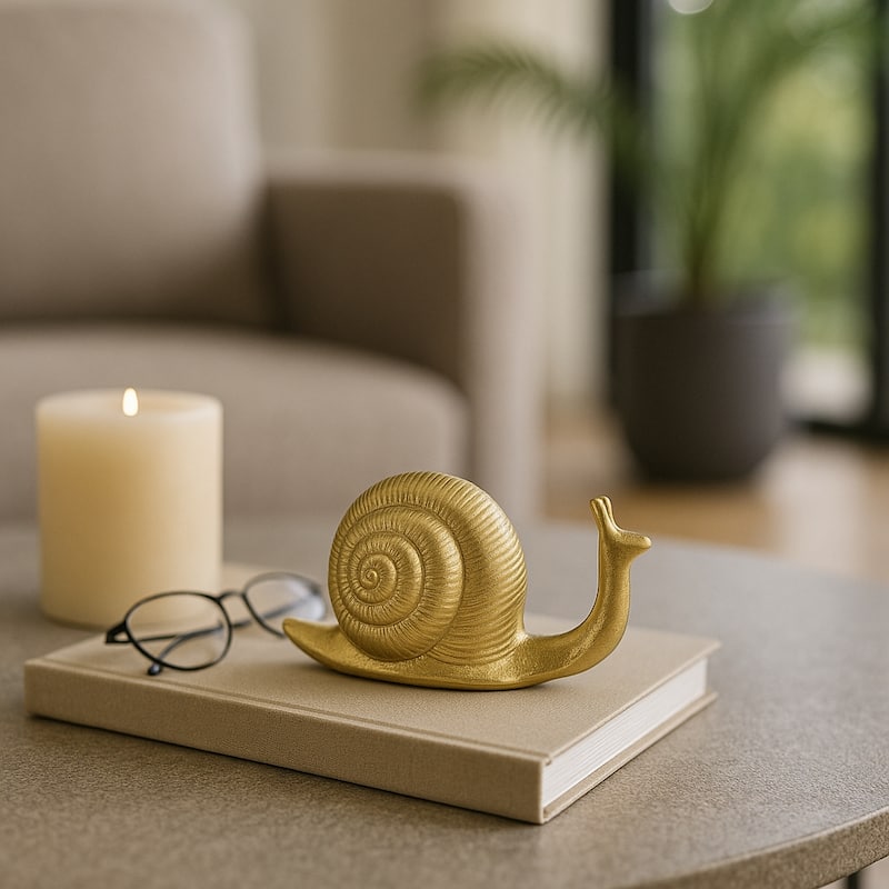 Decorative Metal Snail Figurine Statue - 7", Gold & Metallic - 6.75"