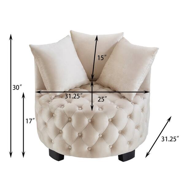 dimension image slide 2 of 3, Contemporary Upholstered Tufted Leisure Chair Accent Chair