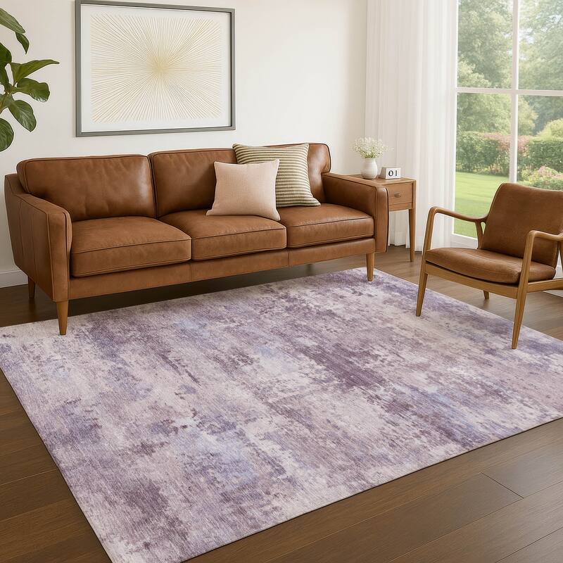 Machine Washable Indoor/ Outdoor Modern Solid Chantille Rug