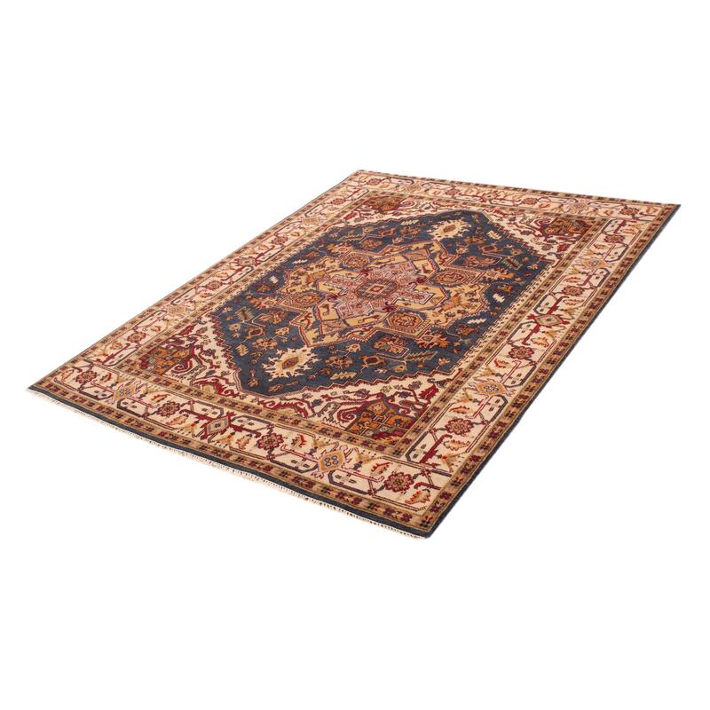 ECARPETGALLERY Hand-knotted Serapi Heritage Dark Blue Wool Rug - 7'10 x 9'10