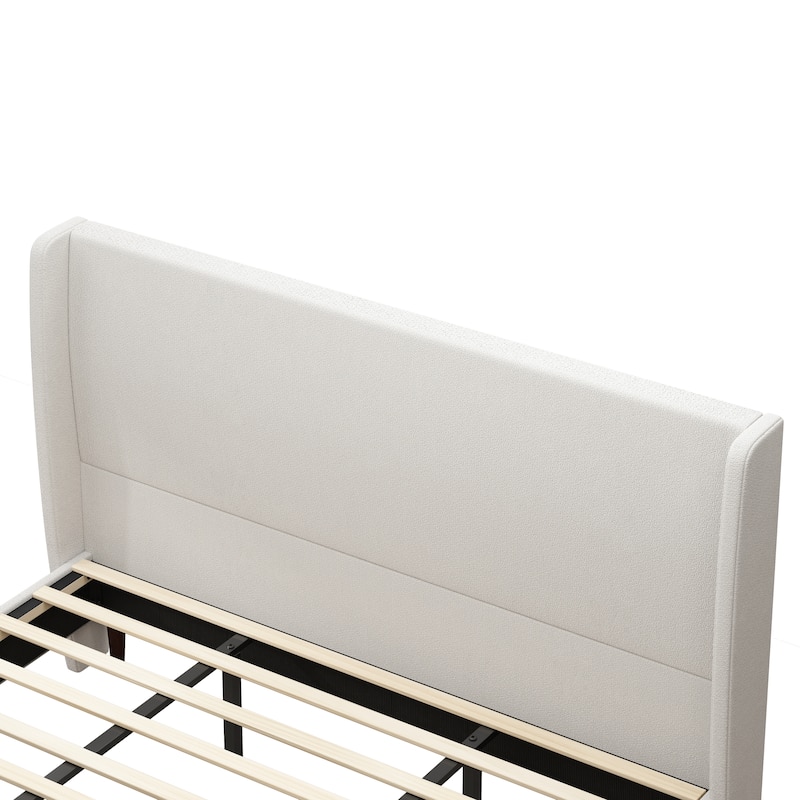 GDFStudio - Oliver High Back Soft Bed with 12-Slat Support and Plush Upholstery