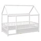 preview thumbnail 7 of 9, House Bed Twin Size Floor Bed with Fence Railings, Montessori Bed Frame, Wood Playhouse Beds for Kids Girls Boys, White