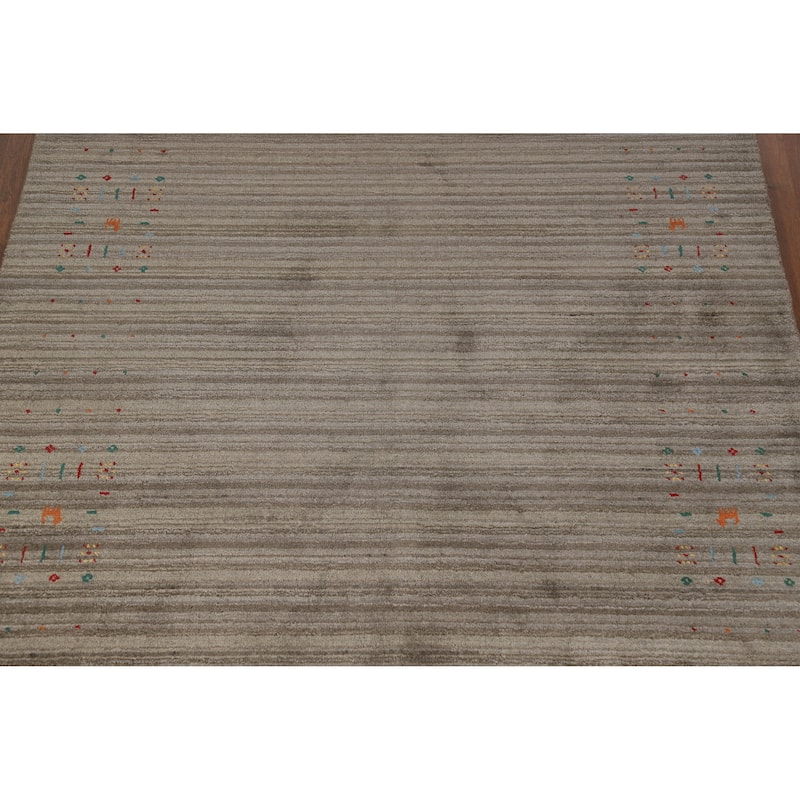 Hand Knotted Oriental 100% Wool Carpet Tribal Tribal Multi-Colored Gabbeh Area Rug - 8' 2'' X 5' 1''