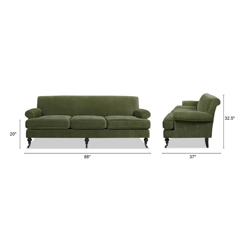 Alana Lawson 88 Inch Living Room Sofa – Three Cushion Couch with Rolled Arms and Tight Back – Minimal Assembly Required