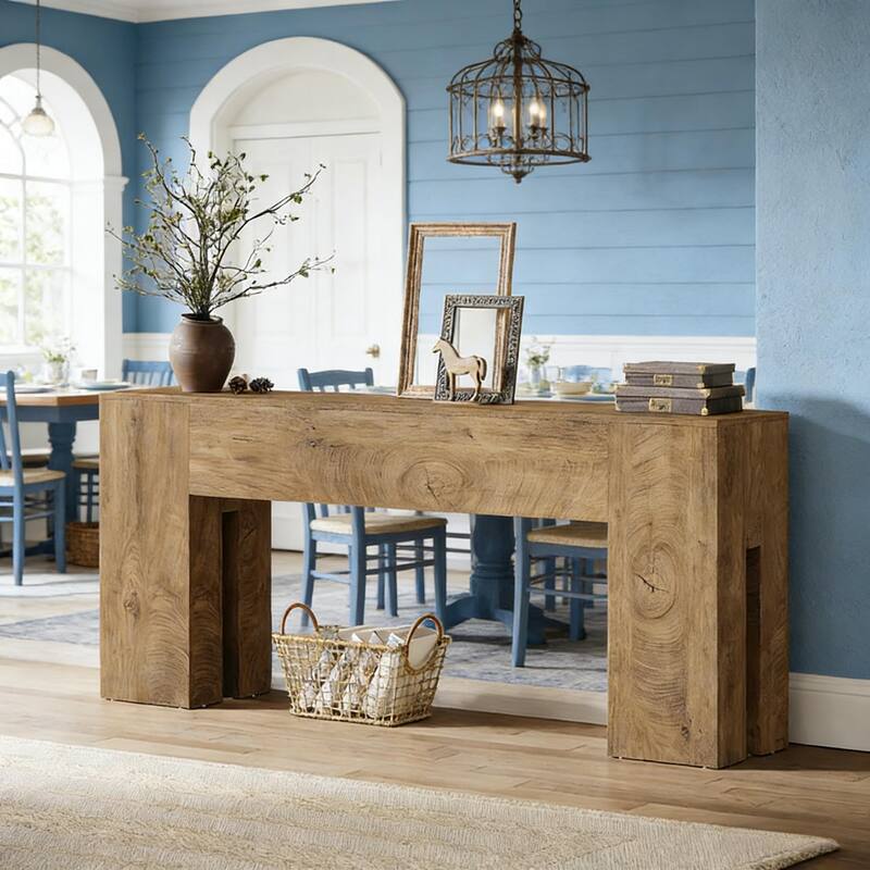 70" Rustic Stylish Wooden Console Table for Living Room and Entryway - Wood