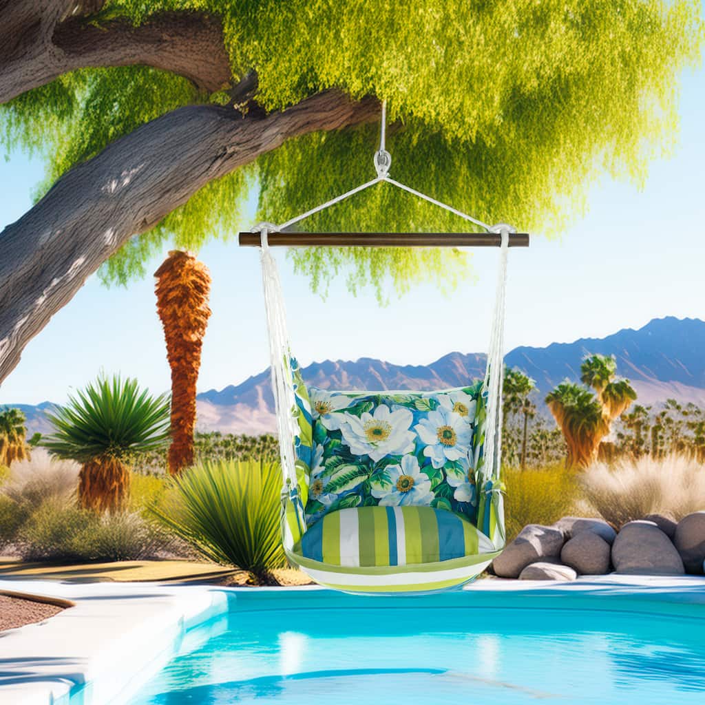 Magnolia Casual Swing Set 4 piece - Beach Boulevard Stripe w/ White Anemone Flowers