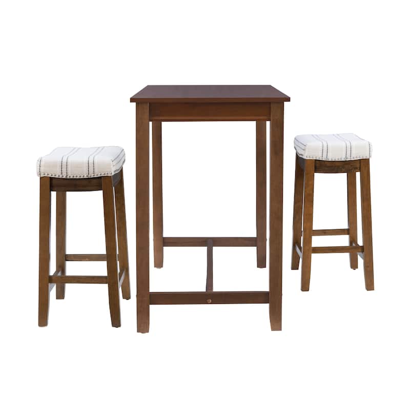 3-Piece Counter Table and Stools - 47.25" - Brown and Beige