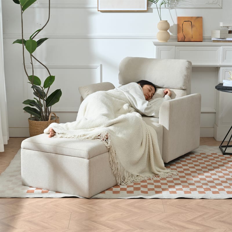 Oversized Chair W/Storage Ottoman, Wide Accent Armchair Chair For Living Room, Modern Lounge Chair,Deep Seat Sofa Couch