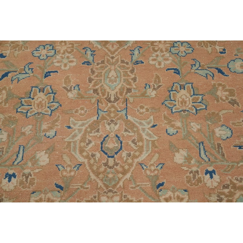 Hand Knotted Oriental 100% Wool Carpet Traditional Floral Oranges & Rust Kashan Area Rug - 13' 10'' X 9' 9''
