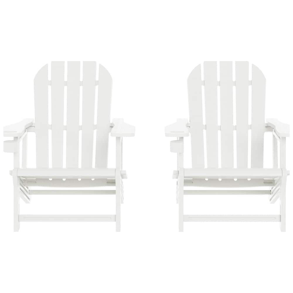 Coastline Outdoor Poly Adirondack Chair with Cup Holder (Set of 2)