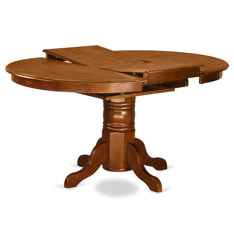 East West Furniture 7 Piece Modern Dining Table Set- an Oval Wooden Table and 6 Dining Chairs, Saddle Brown (Seat Options)