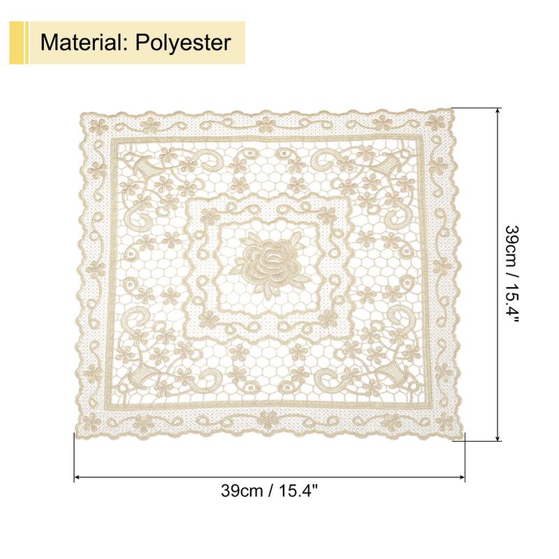 15x15-in Retro Lace Placemat Square French Crochet Doilies Coasters - Brown