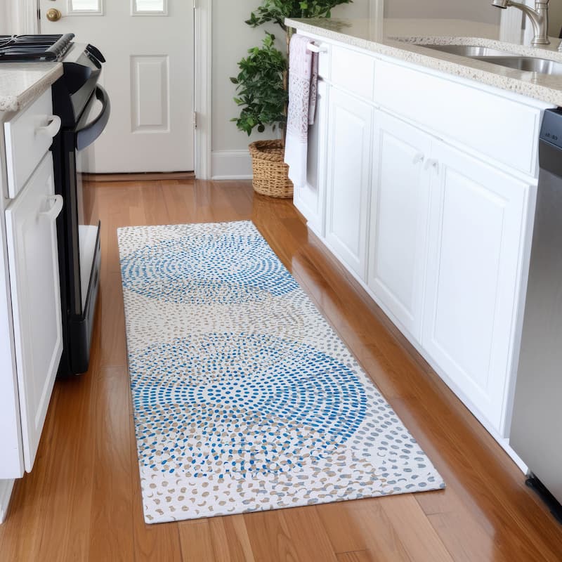 Machine Washable Indoor/ Outdoor Chantille Contemporary Rug - Ivory - 2'3" x 7'6"