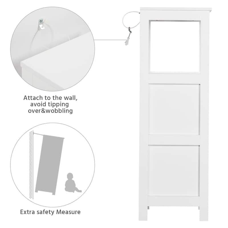Yaheetech 3 Tiers Floor Bath Cabinet, 2 Hideaway Drawers 1 Shelf