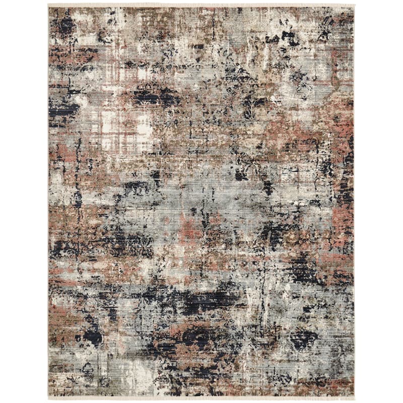 Cool Grey/Spice Abstract Area Rug