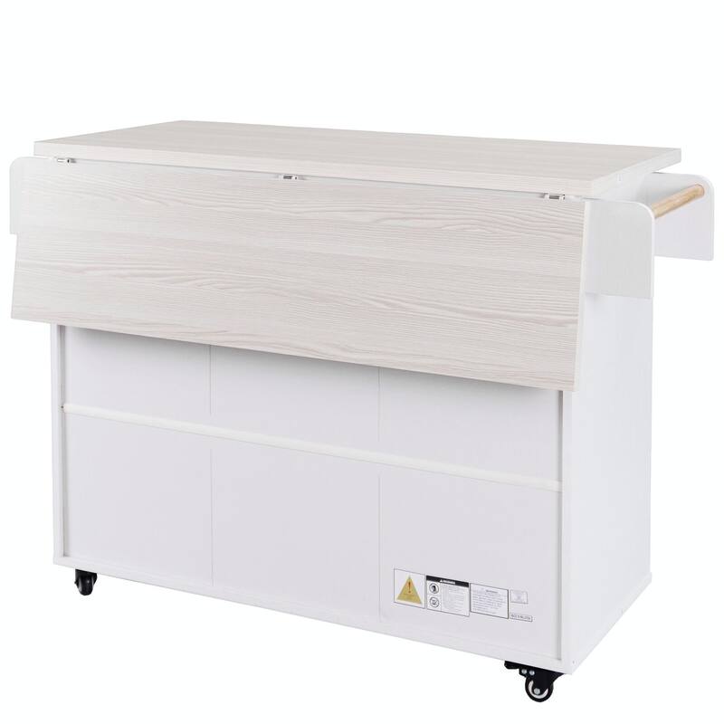 Kitchen Island with Trash Can Storage and Adjustable Shelf