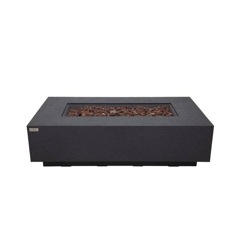 Madison 60" Rectangular Travertine Fire Pit Table by AMS Fireplace