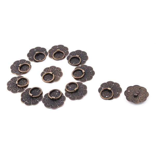 Cupboard Drawer Door Flower Shape Ring Pull Handle Bronze Tone 30 x 30mm 12 PCS