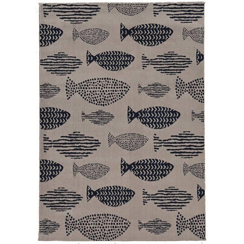 Allegra Bouey Costal Area Rug - 8' x 10' - Grey/Blue
