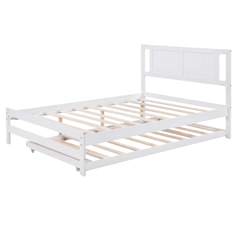 Full Size Platform Bed with Adjustable Trundle