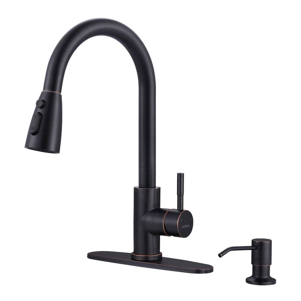 WOWOW 3-Function Pull down Sprayer Kitchen Faucet with Deckplate