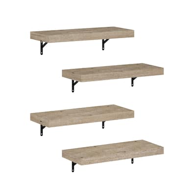 Furinno Tanna 22-Inch Wall Mounted Floating Display Shelves, Natural, Set of 4