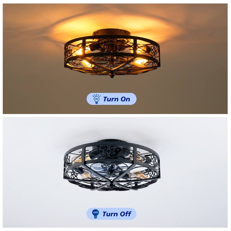 20Inch Farmhouse Ceiling Fans with Remote Control,6 Speed Reversible Flush Mount Low Profile Rustic Ceiling Fan - N/A