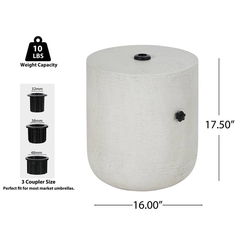 Christopher Knight Home - Modern Outdoor MGO Side Table Umbrella Base with Sand-Filling Design, Lime White Industrial Finish