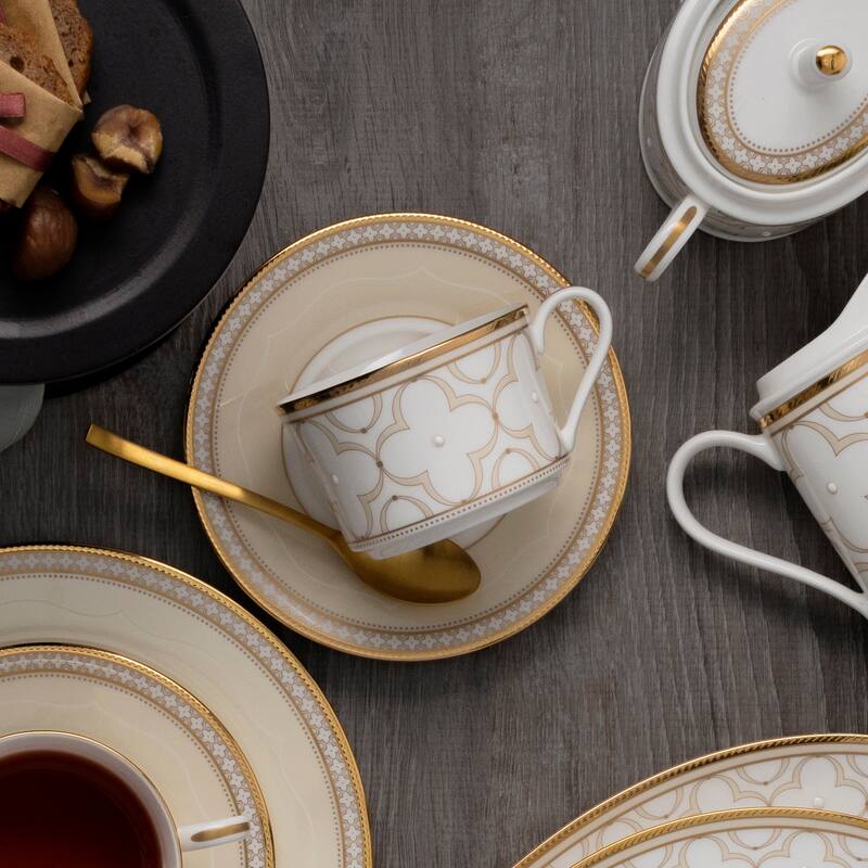 Noritake Trefolio Gold Set Of 4 Teacups, 7-1/2 oz.