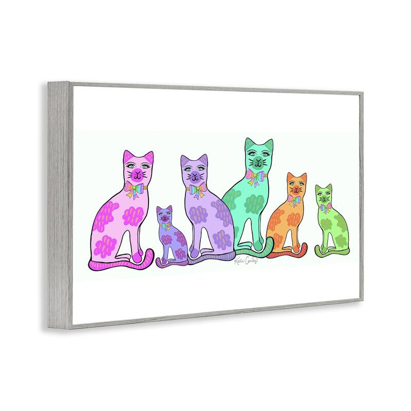 Stupell Funky Whimsical Cats Framed Giclee Art Design By Katie Conley
