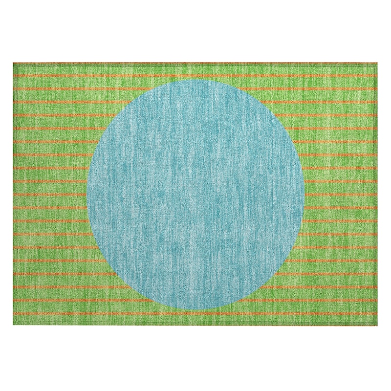 Machine Washable Indoor/ Outdoor Modern Sunrise Chantille Rug