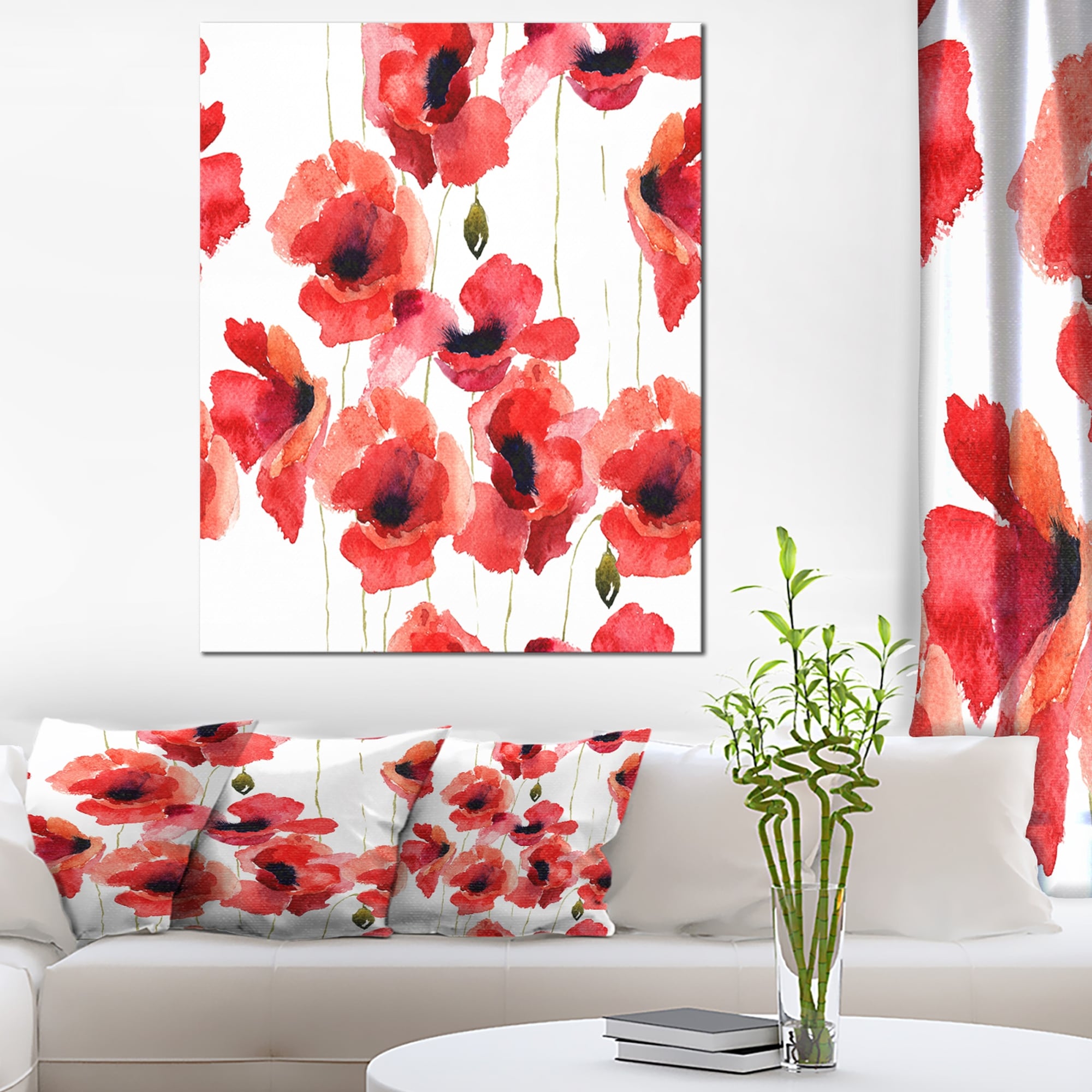 Visual Art Decor Pink Grey Flowers Painting Prints Poppy Tulips Rose Floral Canvas Wall Art Premium Gallery Wrapped Artwork for Modern Home Office Bedroom Bathroom Decoration Gift 
